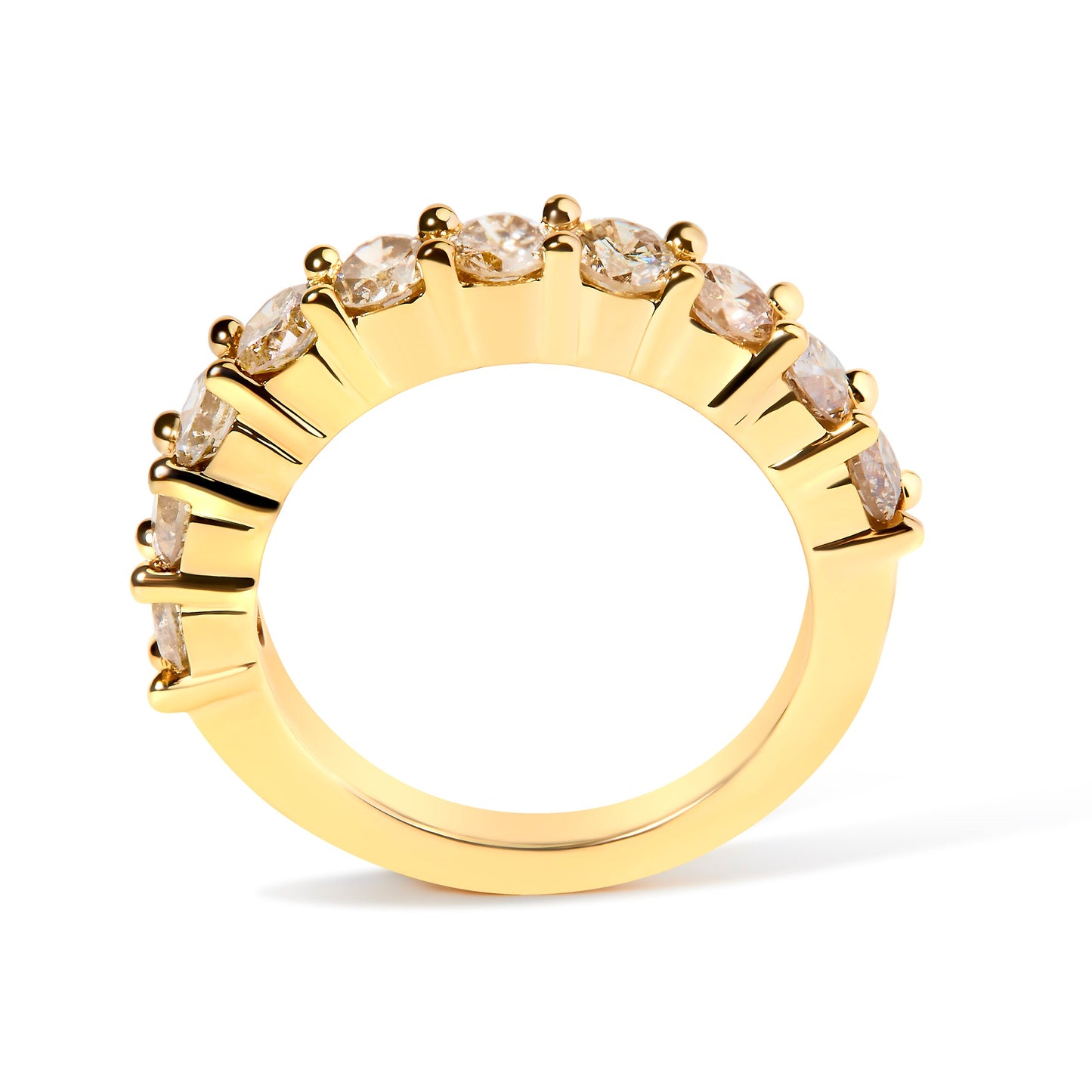 14K Yellow Gold Plated Sterling Silver Diamond Anniversary Band Ring - Size 6