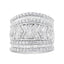 .925 Sterling Silver Multi-Row Diamond Edge Ring Band - Size 7