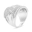 .925 Sterling Silver Multi-Row Diamond Edge Ring Band - Size 7