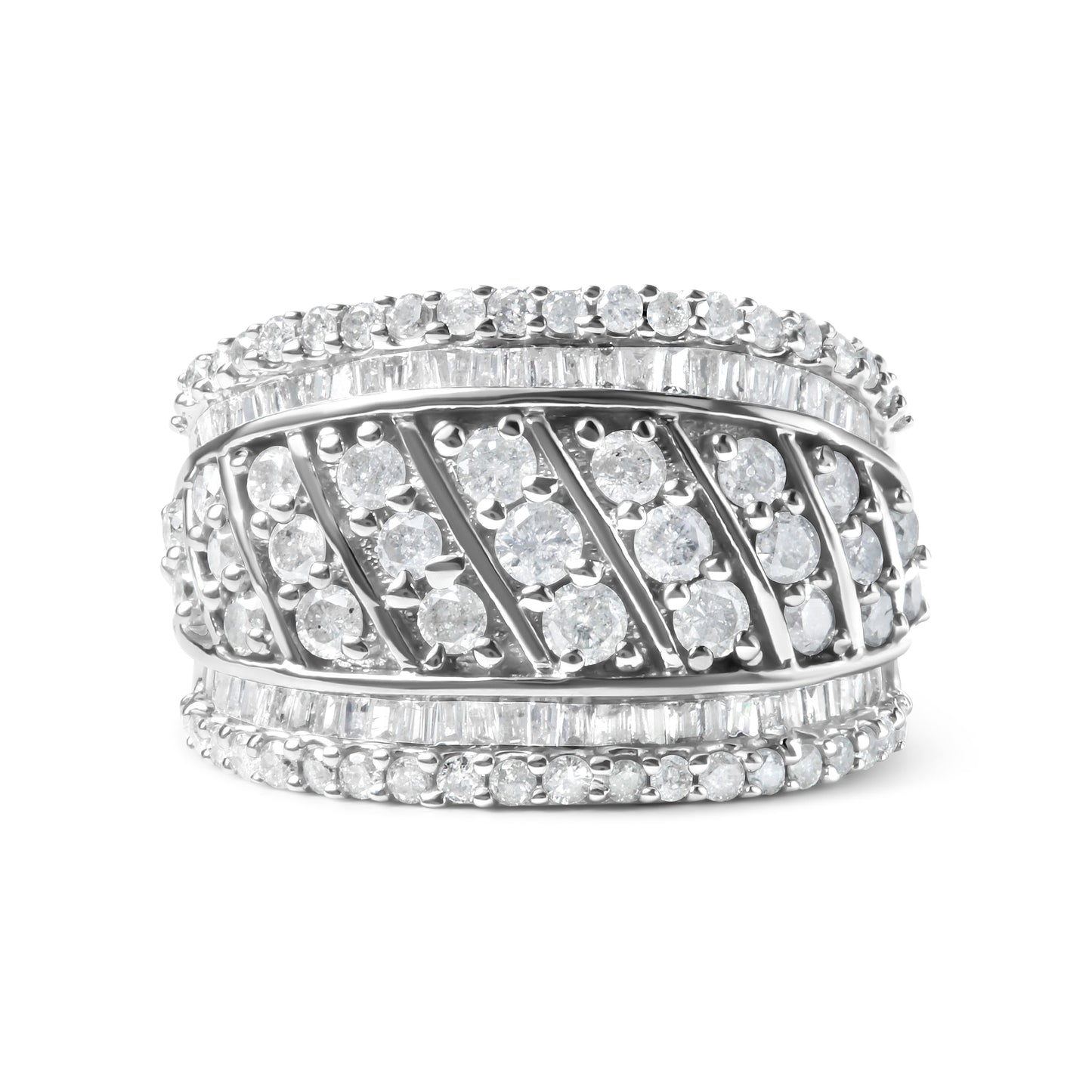 Bague cocktail multi rangs en diamant en argent sterling .925 de 2,00 cttw - Taille 7