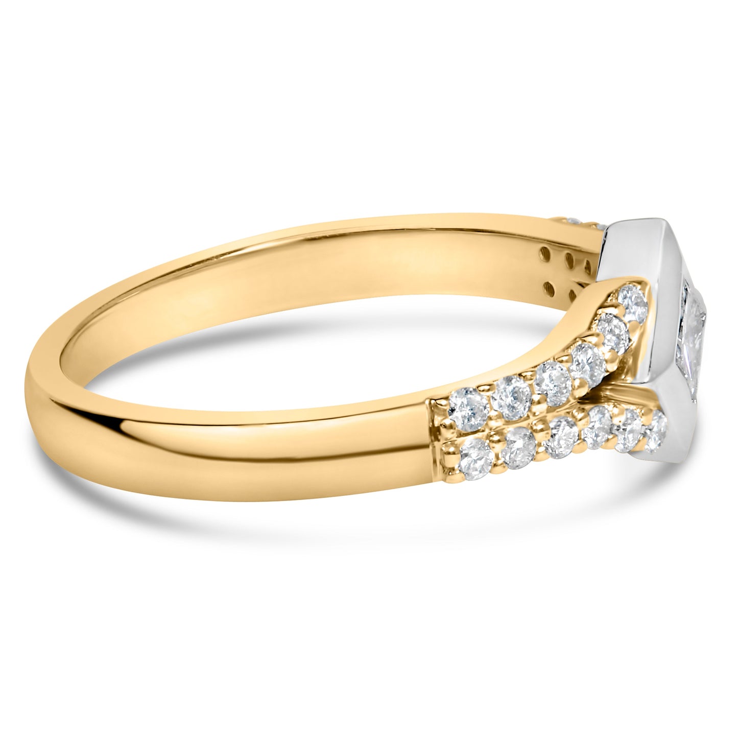 Anillo de Compromiso de Diamante en Forma de Cometa y con Banda Dividida de 10K en Dos Tonos