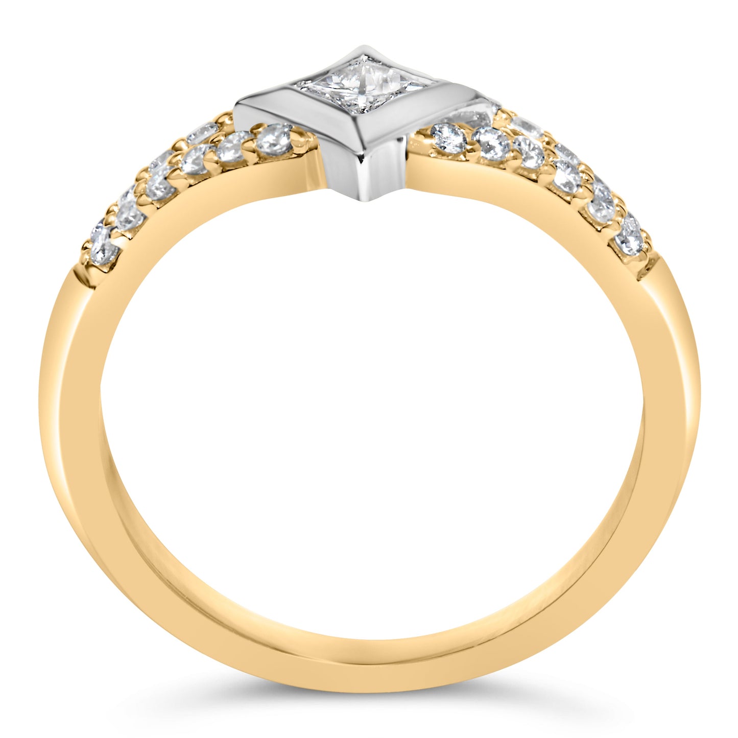 Anillo de Compromiso de Diamante en Forma de Cometa y con Banda Dividida de 10K en Dos Tonos