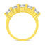 Anillo de boda de 5 piedras con diamantes de 2.0 Cttw en plata de ley chapada en oro amarillo de 14K