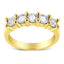 Anillo de Banda de 5 Piedras de Diamante de Plata Esterlina Baño de Oro de 14K - Talla 7