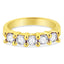 Anillo de Banda de 5 Piedras de Diamante de Plata Esterlina Baño de Oro de 14K - Talla 7