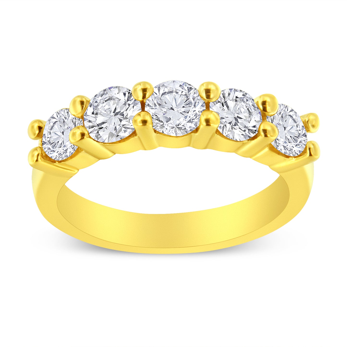 14K Yellow Gold Plated Sterling Silver Diamond Wedding Band - Size 7