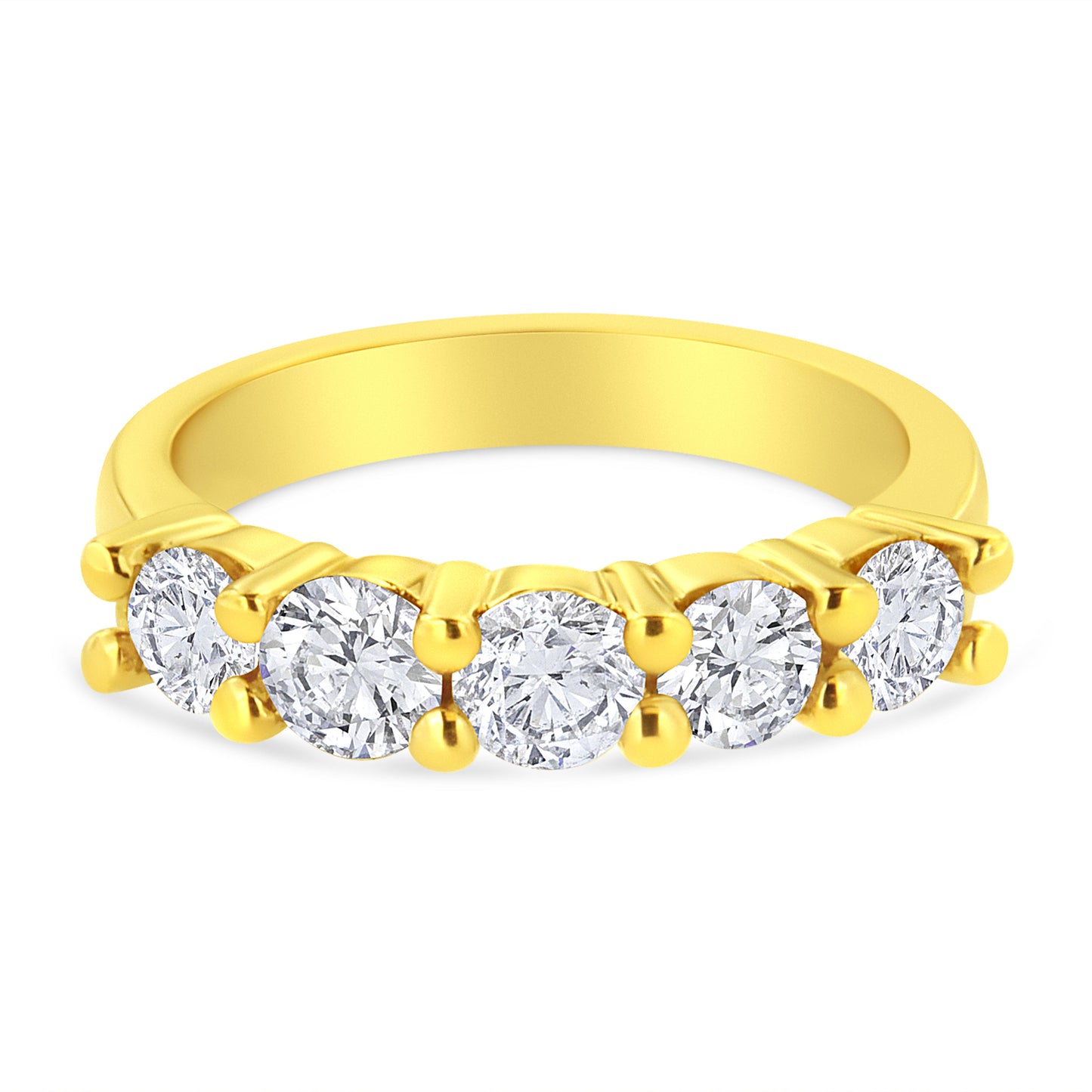 14K Yellow Gold Plated Sterling Silver Diamond Wedding Band - Size 7
