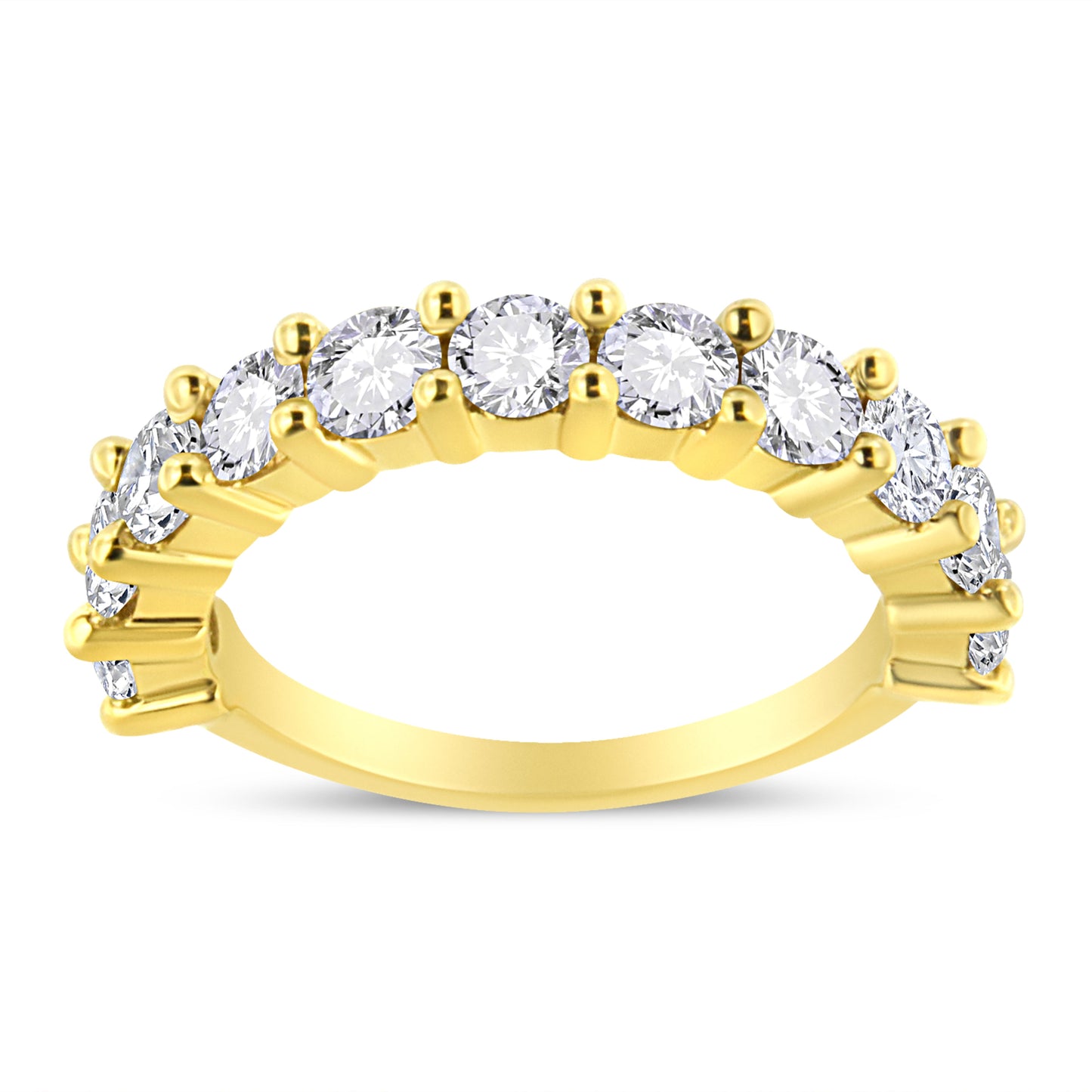 14K Yellow Gold Plated Sterling Silver 2.00 Cttw Diamond Band Ring - Size 7