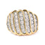 14K Yellow Gold Plated Sterling Silver Diamond Multi Row Band Ring