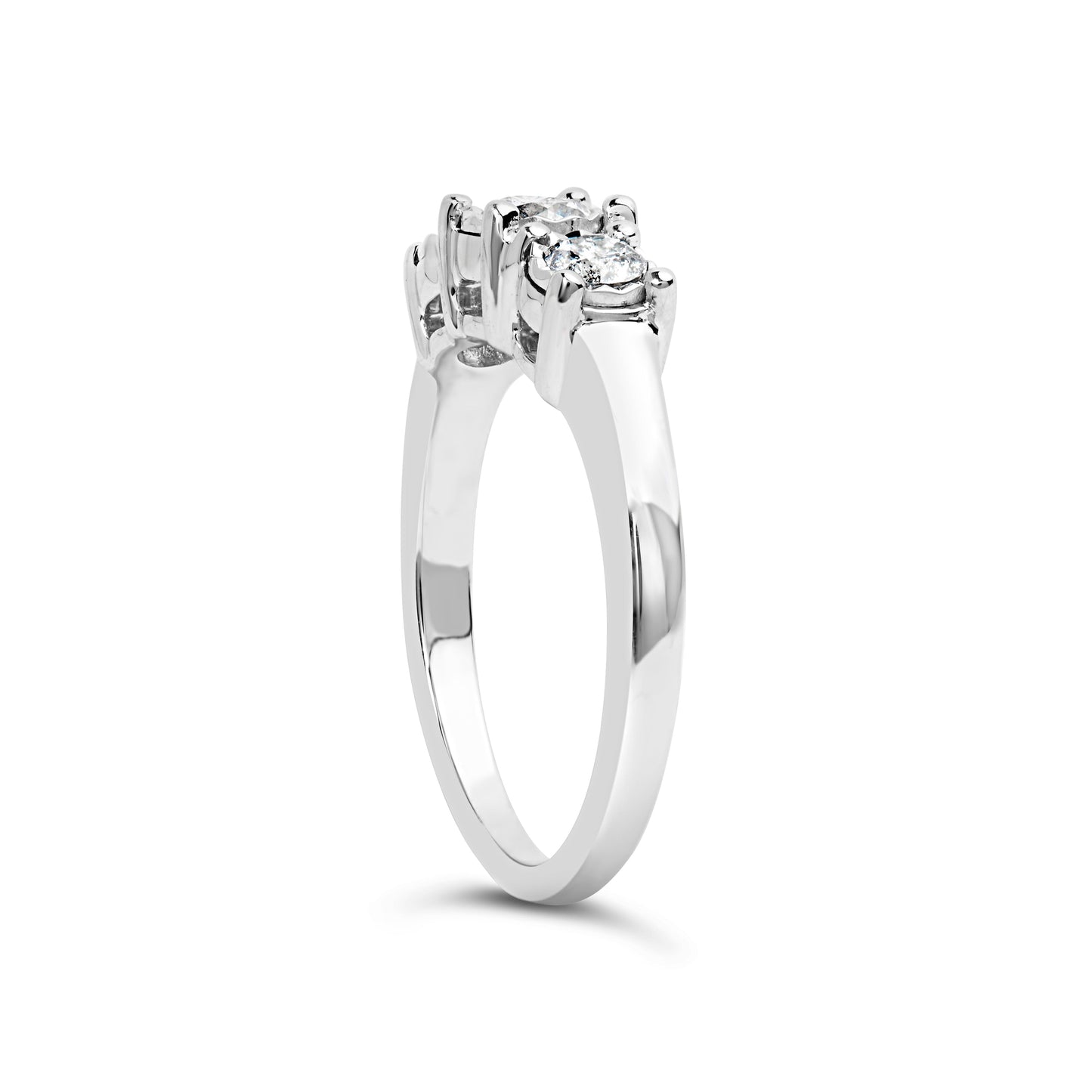 Anillo de Tres Piedras de Diamante Creado en Laboratorio de Oro Blanco de 14K - Talla 7