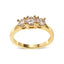 Bague en or jaune 10K avec diamants champagne à 3 pierres - Taille 7