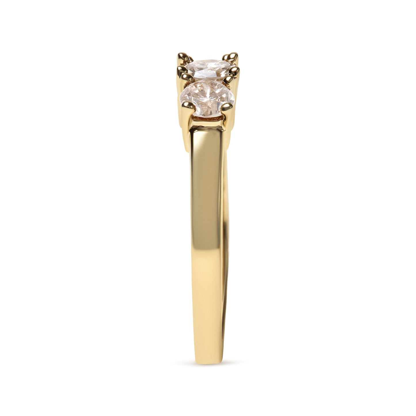 Bague en or jaune 10K avec diamants champagne à 3 pierres - Taille 7