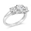 14K White Gold 2.00 Cttw Lab Grown Diamond 3 Stone Ring - Size 7
