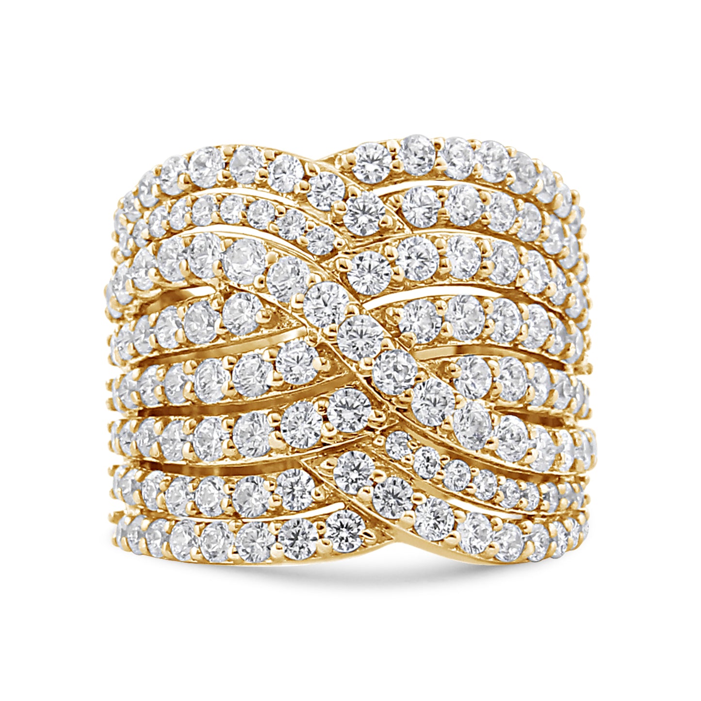 Bague de croisement en diamant 10K or jaune 3.0 Cttw - Taille 7