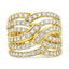 Anillo de cóctel de banda de bypass de múltiples filas de diamantes de oro amarillo de 10K - Talla 7