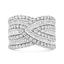 .925 Sterling Silver Diamond Multi Row Overlay Band Ring - Size 7