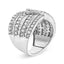 .925 Sterling Silver Diamond Multi Row Overlay Band Ring - Size 7