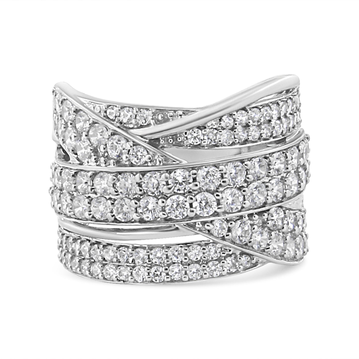 .925 Sterling Silver 2.00 Cttw Round-Cut Diamond Bypass Ring - Size 7