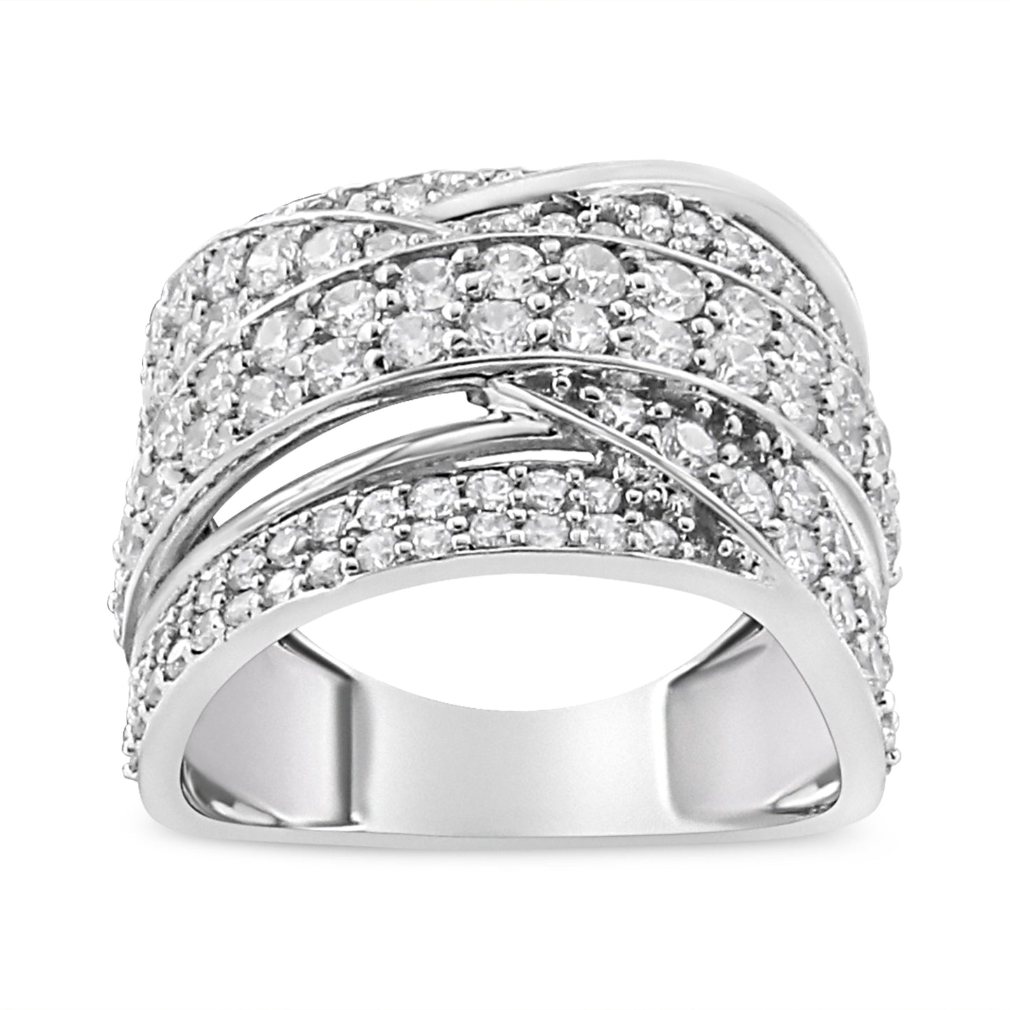 .925 Sterling Silver 2.00 Cttw Round-Cut Diamond Bypass Ring - Size 7