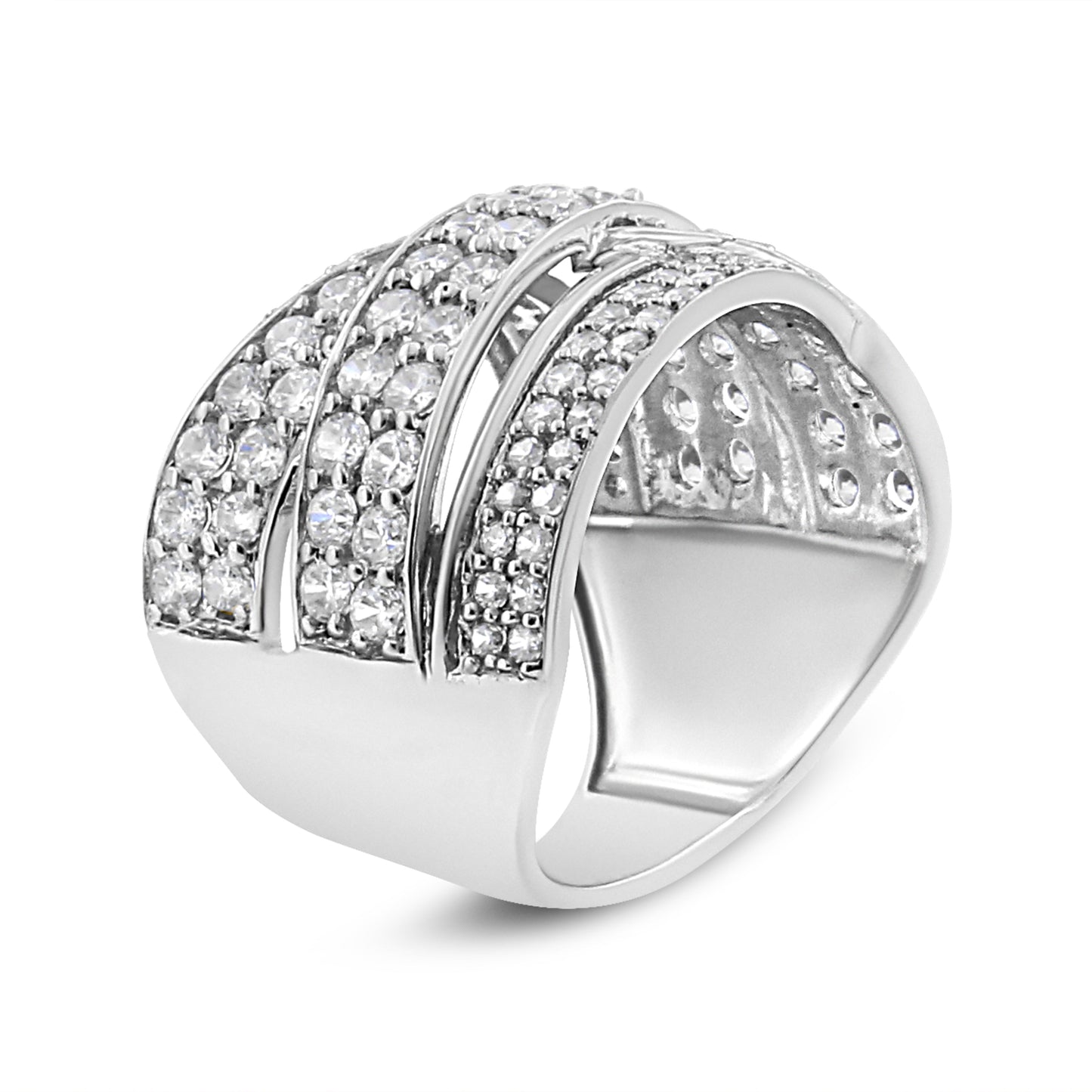 .925 Sterling Silver 2.00 Cttw Round-Cut Diamond Bypass Ring - Size 7