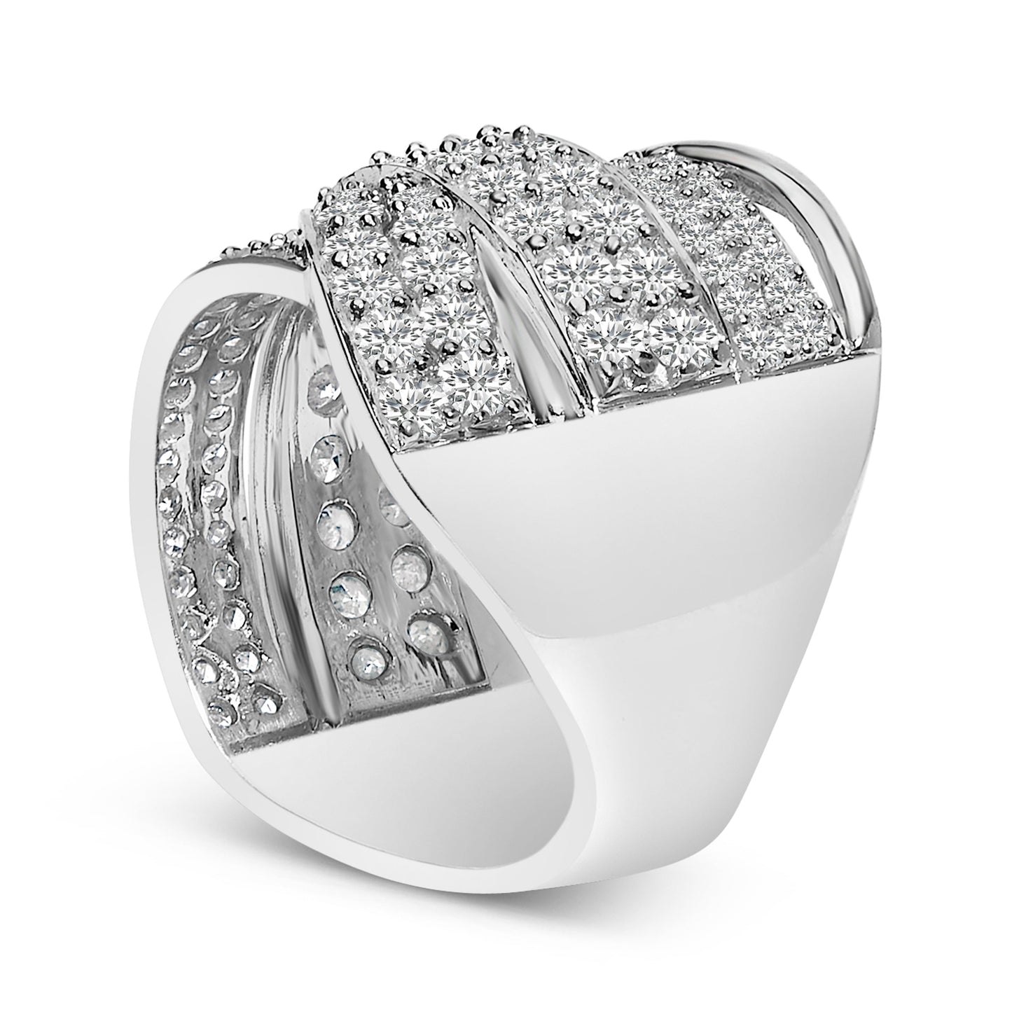 .925 Sterling Silver 2.00 Cttw Round-Cut Diamond Bypass Ring - Size 7
