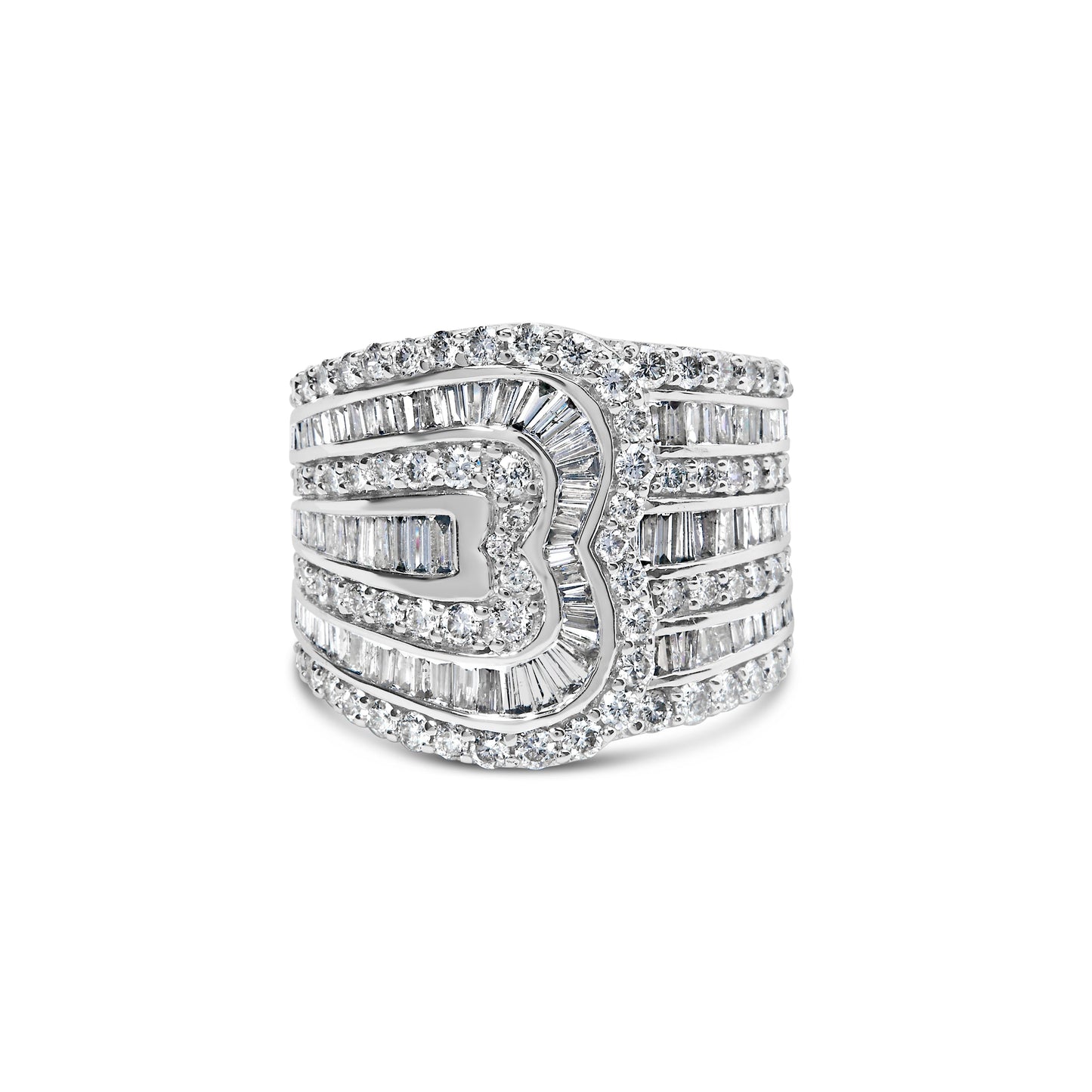 Bague Bypass en Or Blanc 10K avec Diamants de 2 1/2 Cttw - Taille 7