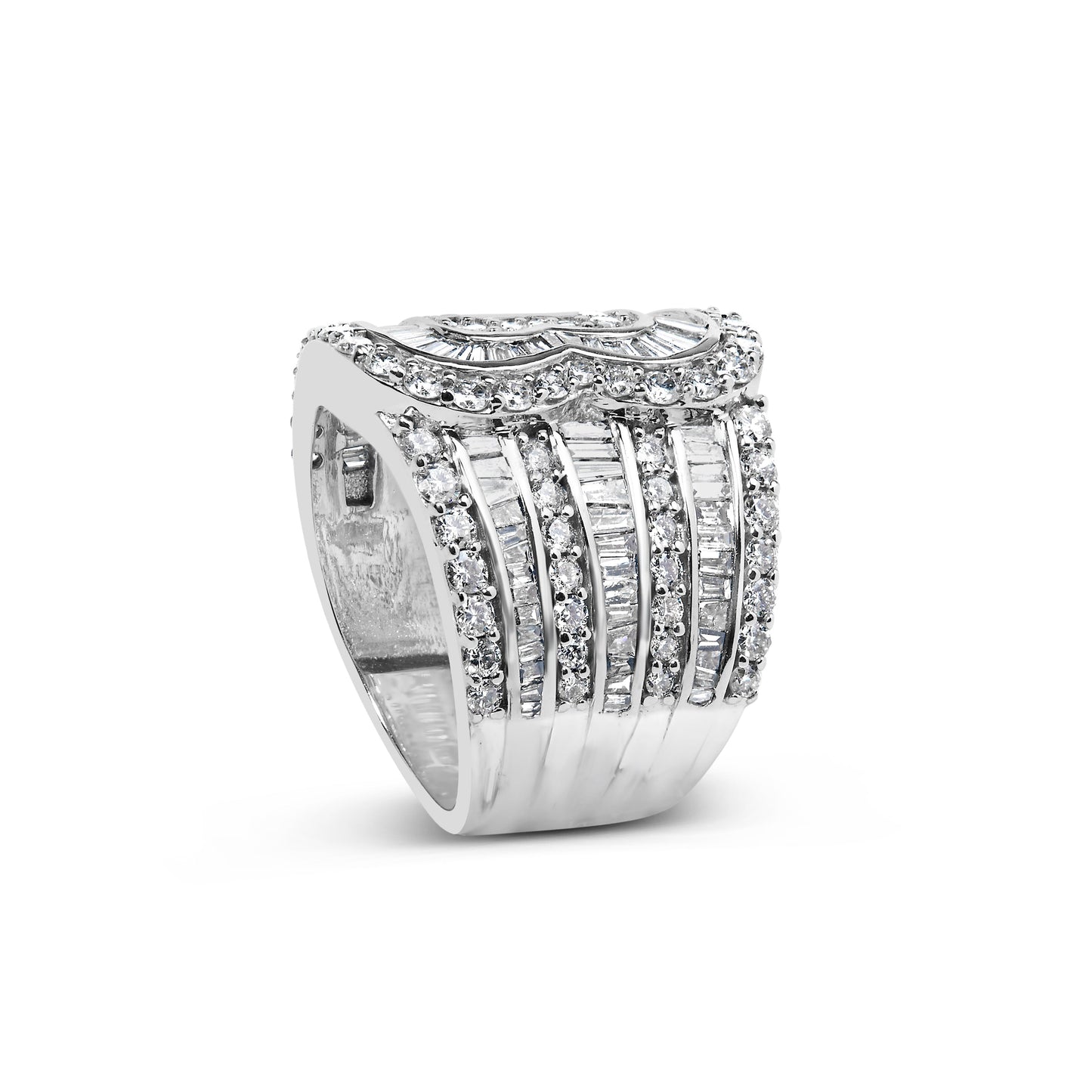 Bague Bypass en Or Blanc 10K avec Diamants de 2 1/2 Cttw - Taille 7