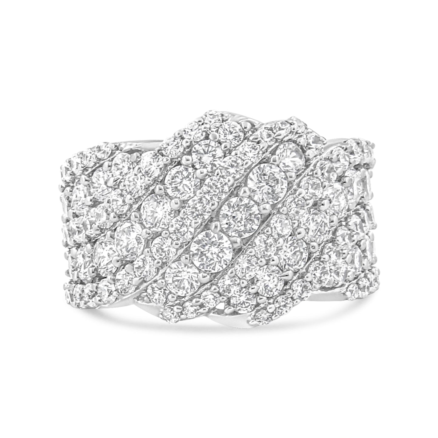 Anillo de Banda de Clúster de Diamantes de 3.00 Cttw en Oro Blanco de 10K - Talla 7