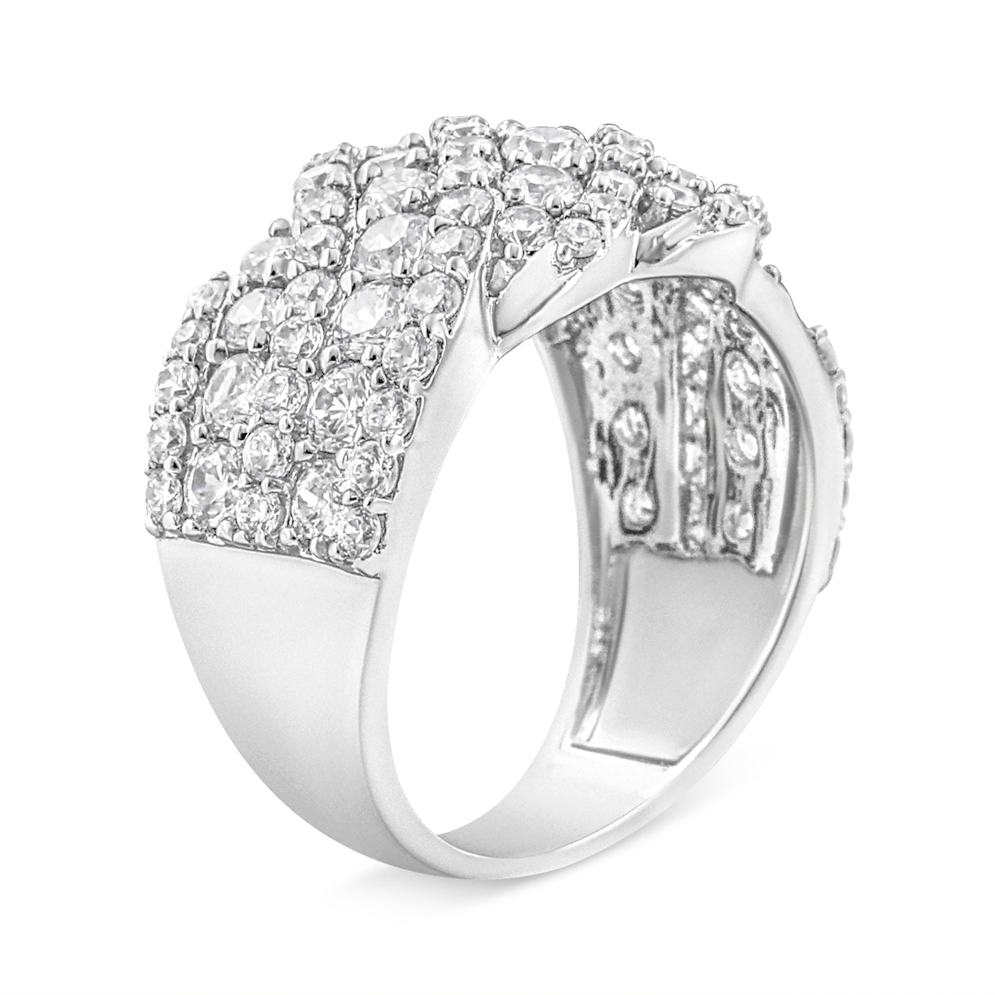 Anillo de Banda de Clúster de Diamantes de 3.00 Cttw en Oro Blanco de 10K - Talla 7