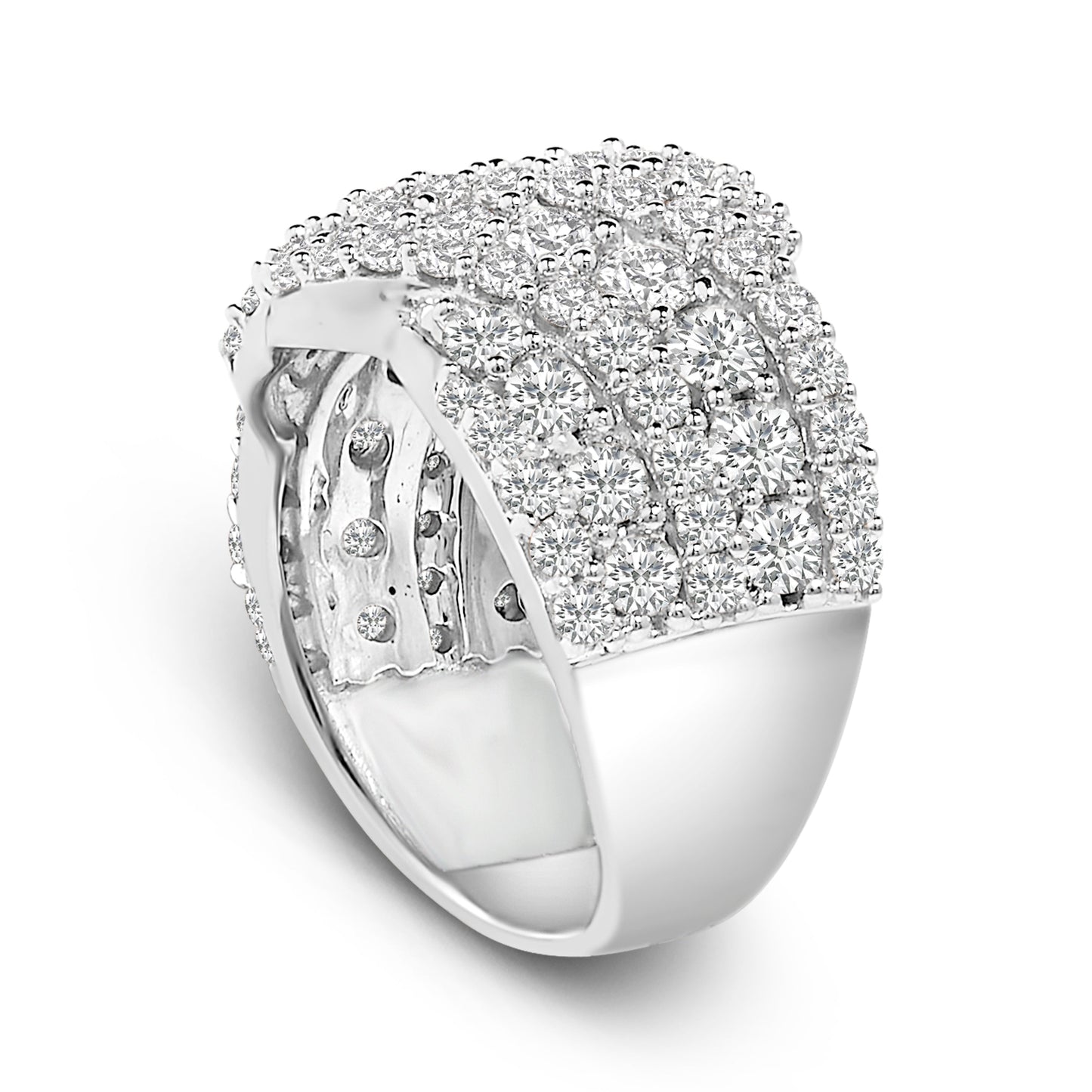 Anillo de Banda de Clúster de Diamantes de 3.00 Cttw en Oro Blanco de 10K - Talla 7