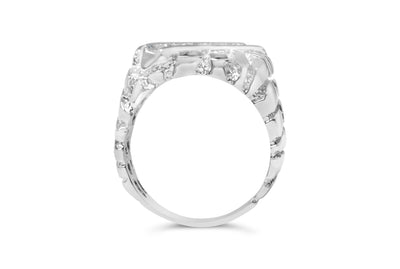 Bague Gents en Argent Sterling 925 avec Diamants Nugget - Taille 10