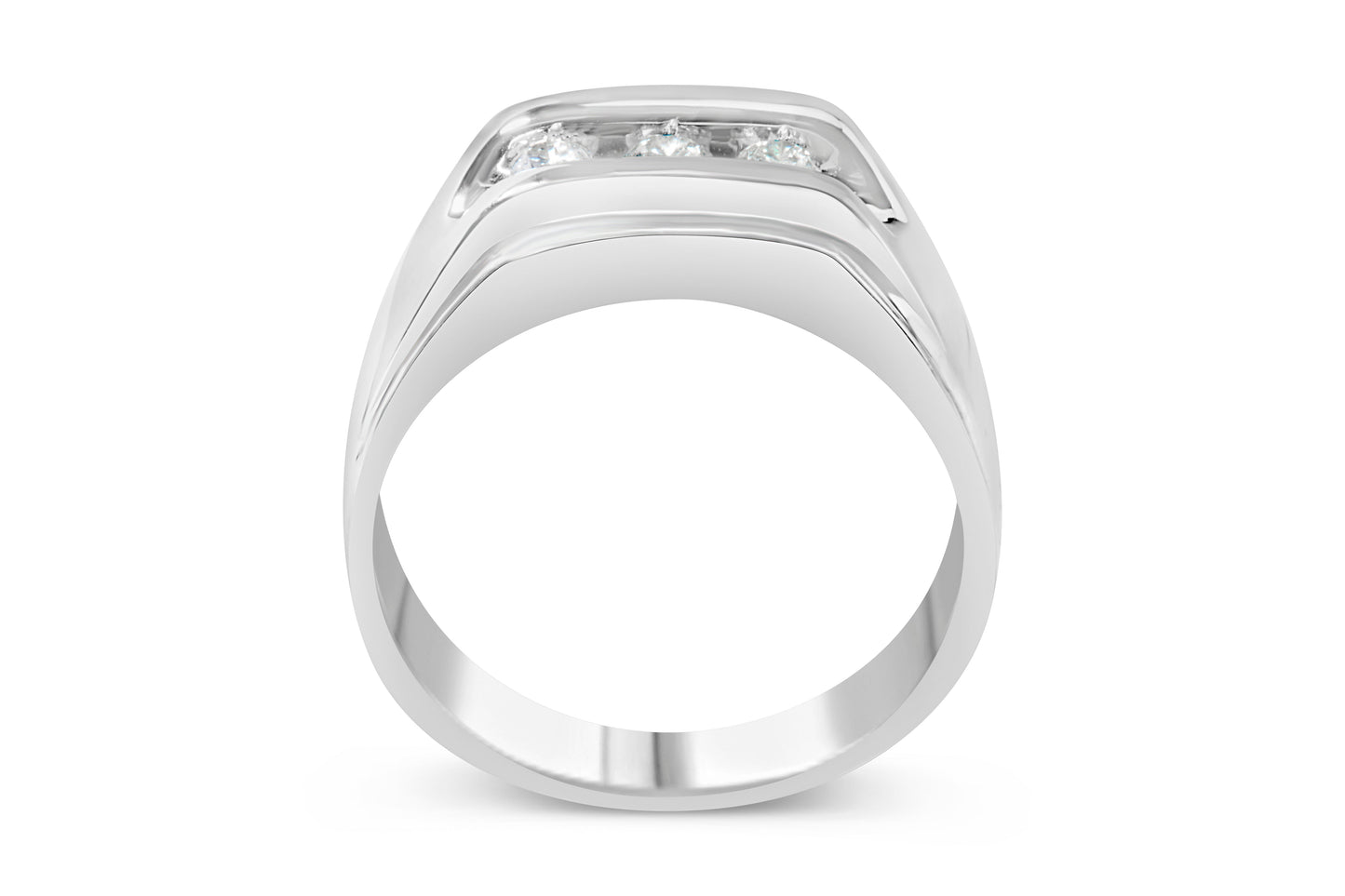 Bague en Argent Sterling .925 pour Homme avec Diamants Canalisés - Taille 10