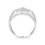 Men's .925 Sterling Silver Multi-Diamond Hexagon Frame Ring - Size 10