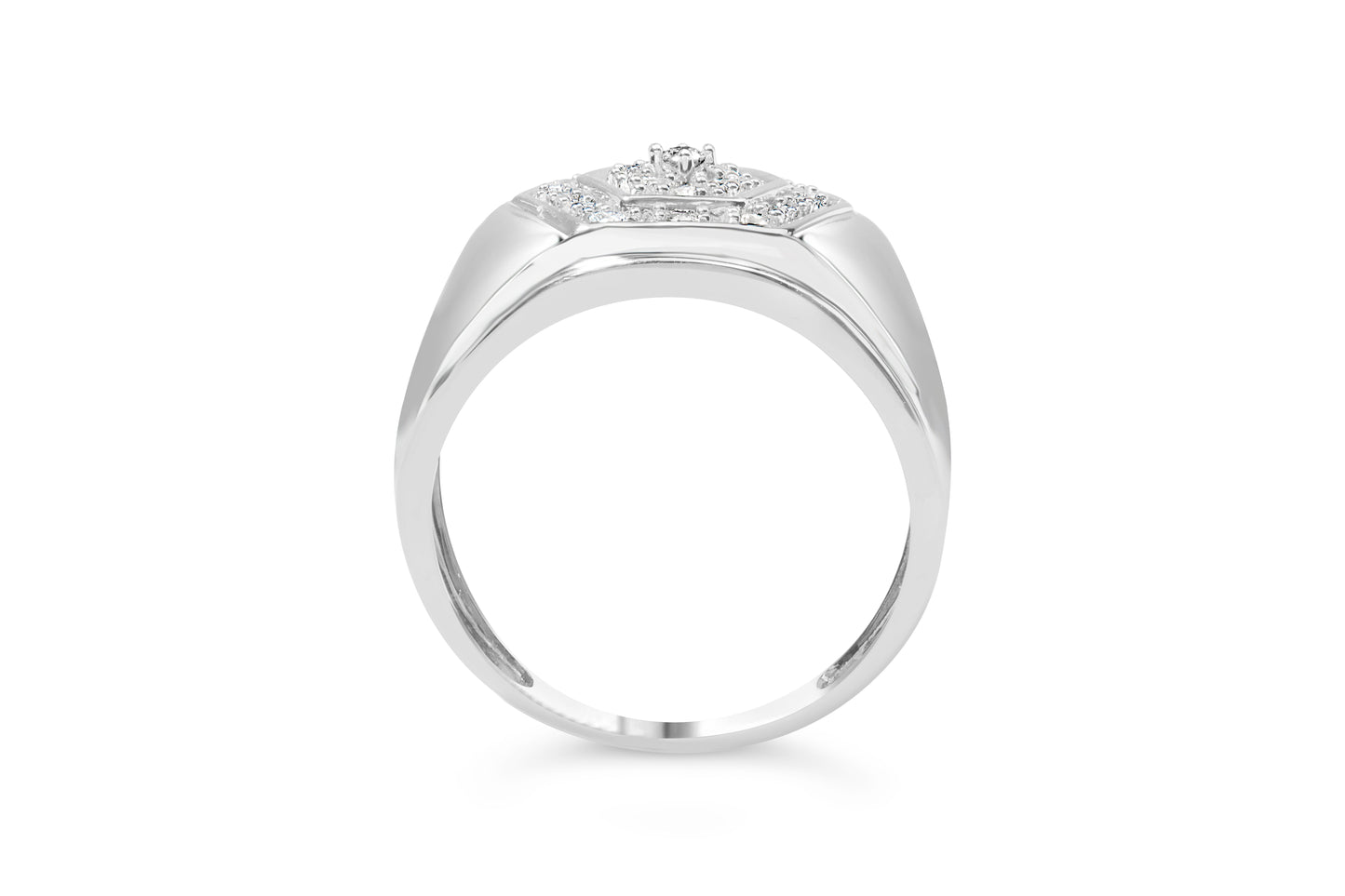 Men's .925 Sterling Silver Multi-Diamond Hexagon Frame Ring - Size 10