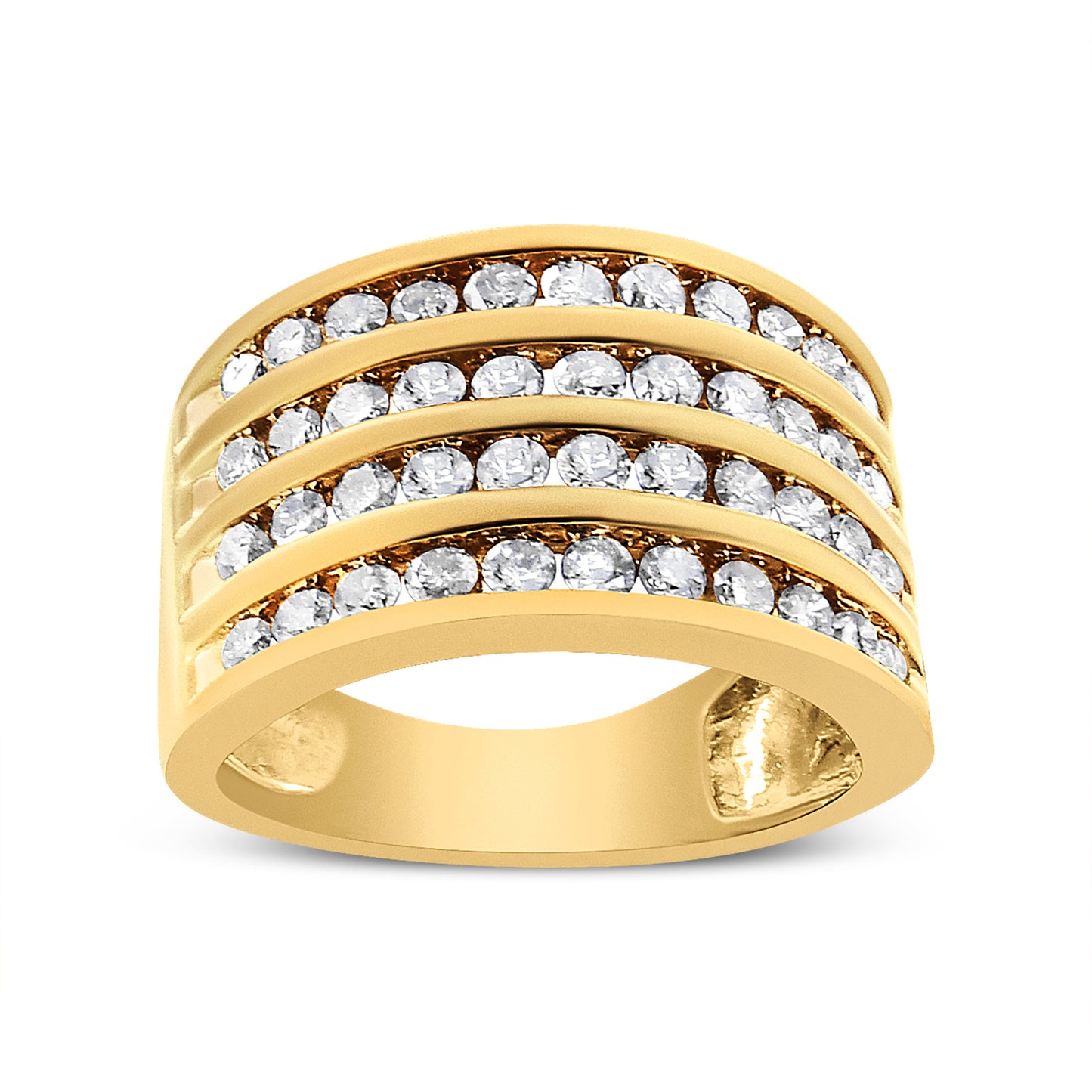 10K Yellow Gold Plated .925 Sterling Silver Diamond Channel Band Ring