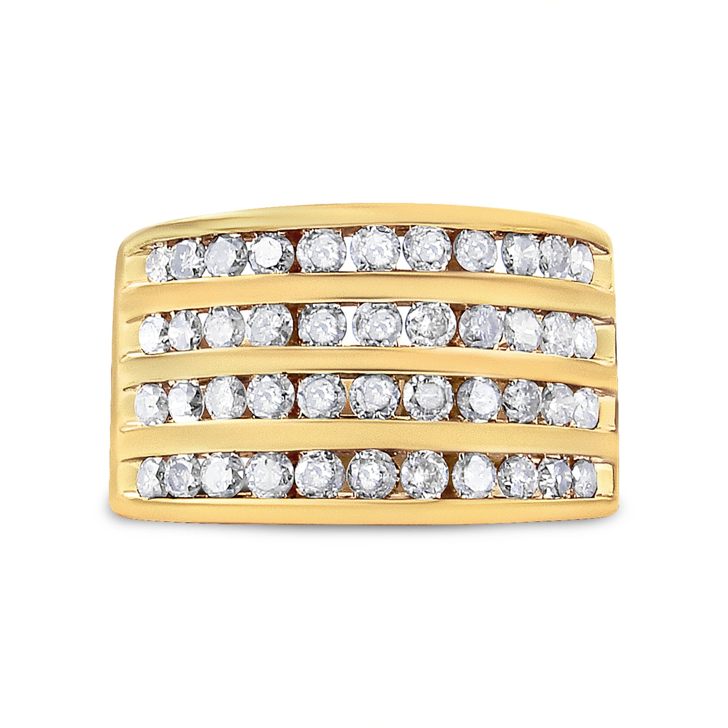 10K Yellow Gold Plated .925 Sterling Silver Diamond Channel Band Ring
