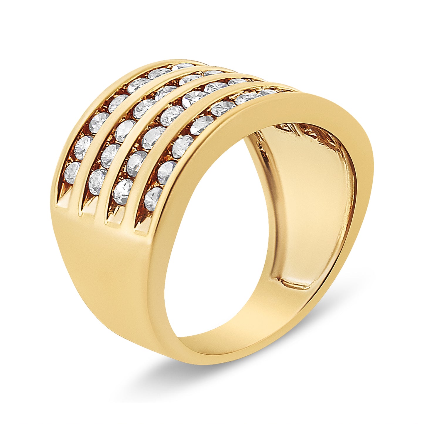 10K Yellow Gold Plated .925 Sterling Silver Diamond Channel Band Ring