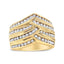 Bague en Argent Sterling Plaqué Or Jaune 10K avec Diamants en Canal