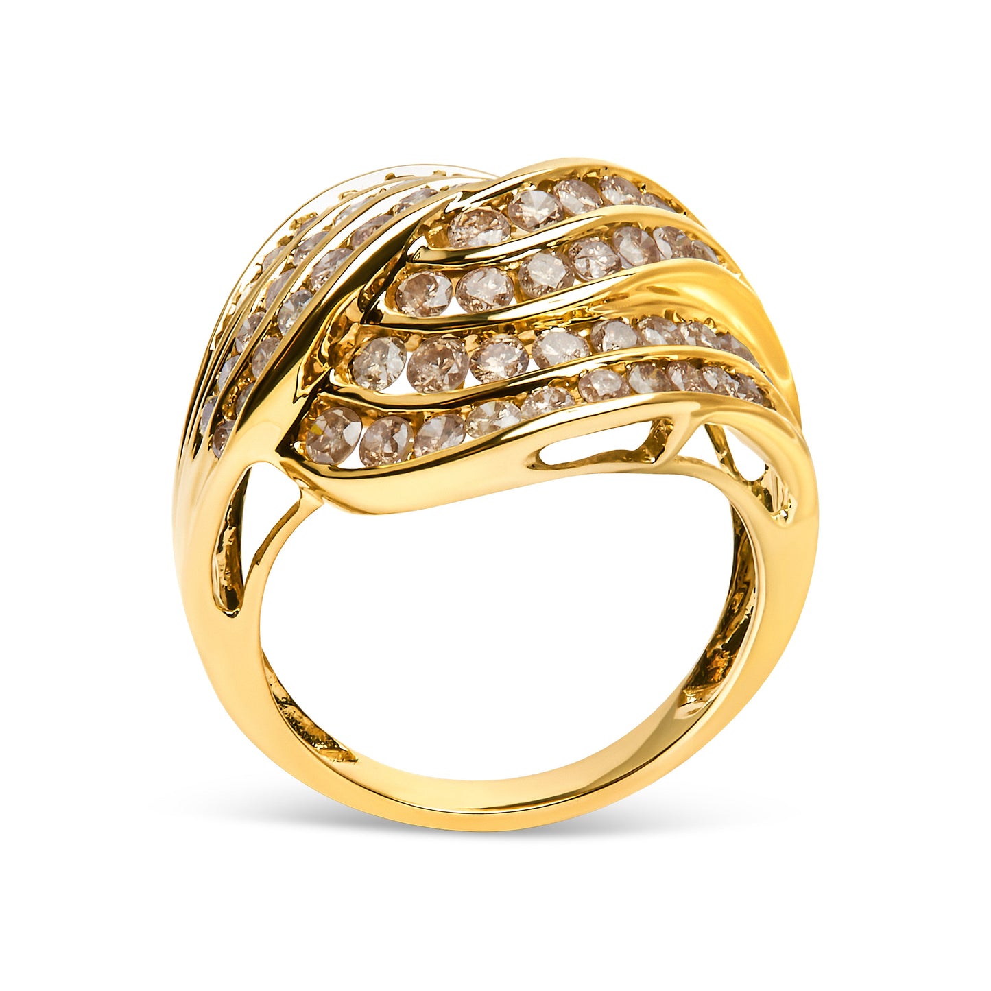 Anillo de Banda de Cóctel en Oro Amarillo de 10K con Diamantes en Canal - Talla 7