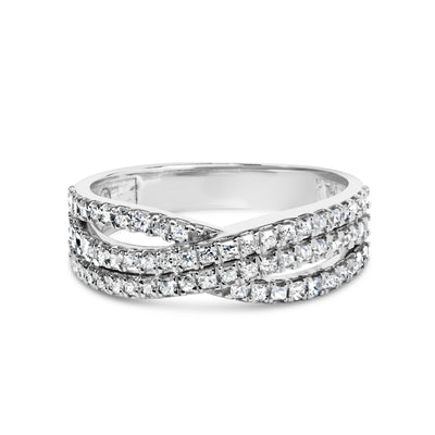 Anillo de Diamante Princesa de Oro Blanco de 10K con Shank Dividido - Talla 7
