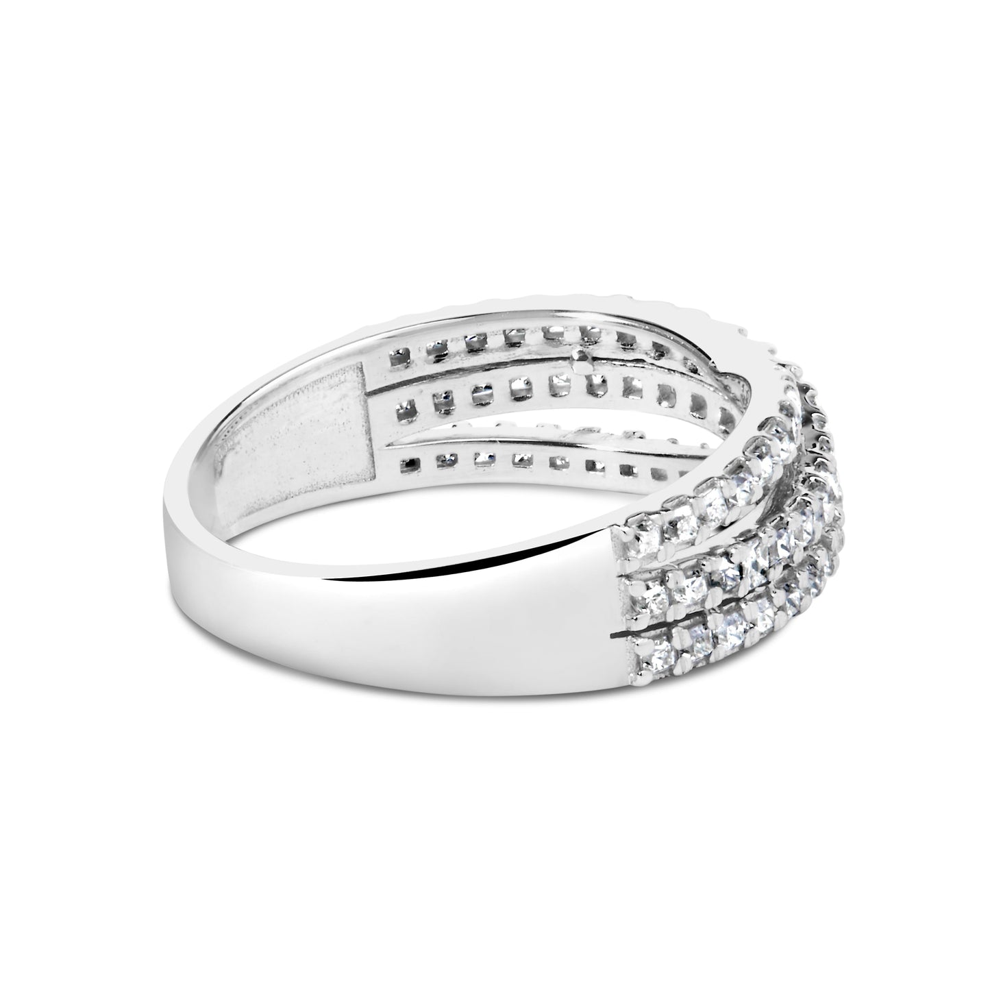Anillo de Diamante Princesa de Oro Blanco de 10K con Shank Dividido - Talla 7