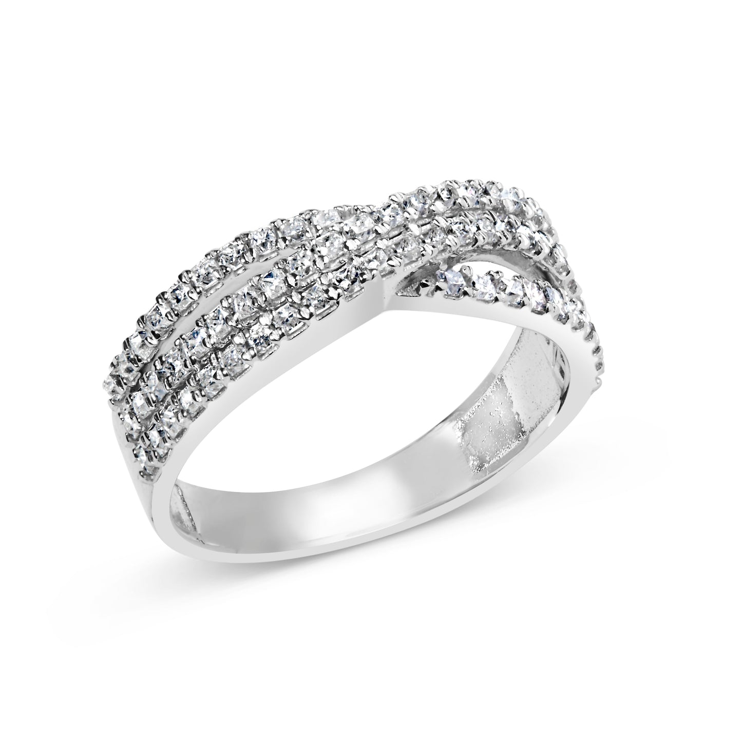 Anillo de Diamante Princesa de Oro Blanco de 10K con Shank Dividido - Talla 7