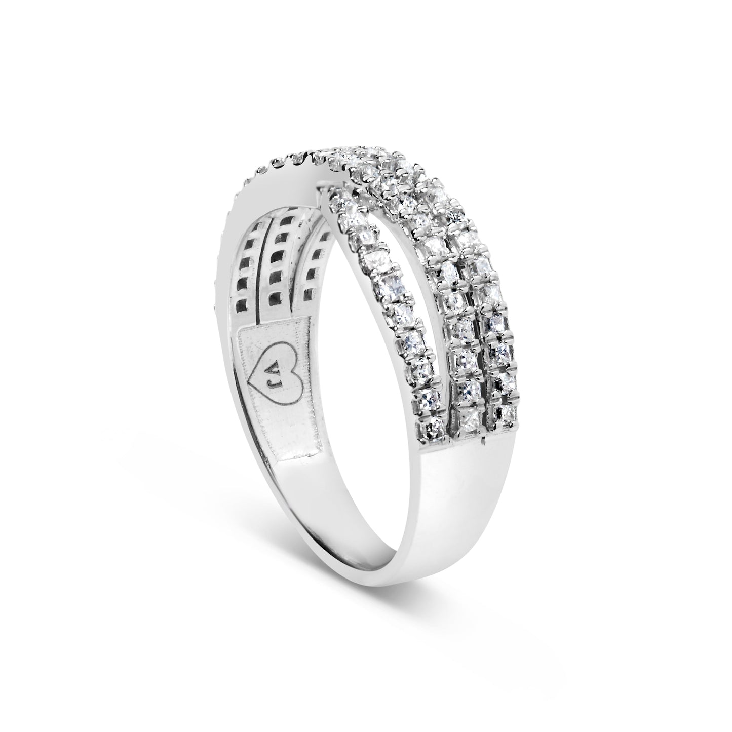 Anillo de Diamante Princesa de Oro Blanco de 10K con Shank Dividido - Talla 7