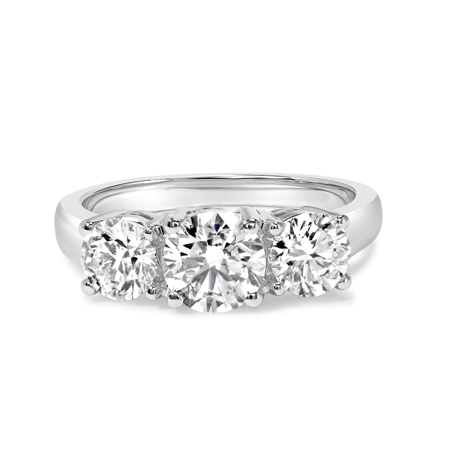 14K White Gold 2.00 Cttw Lab Grown Diamond 3 Stone Ring - Size 7