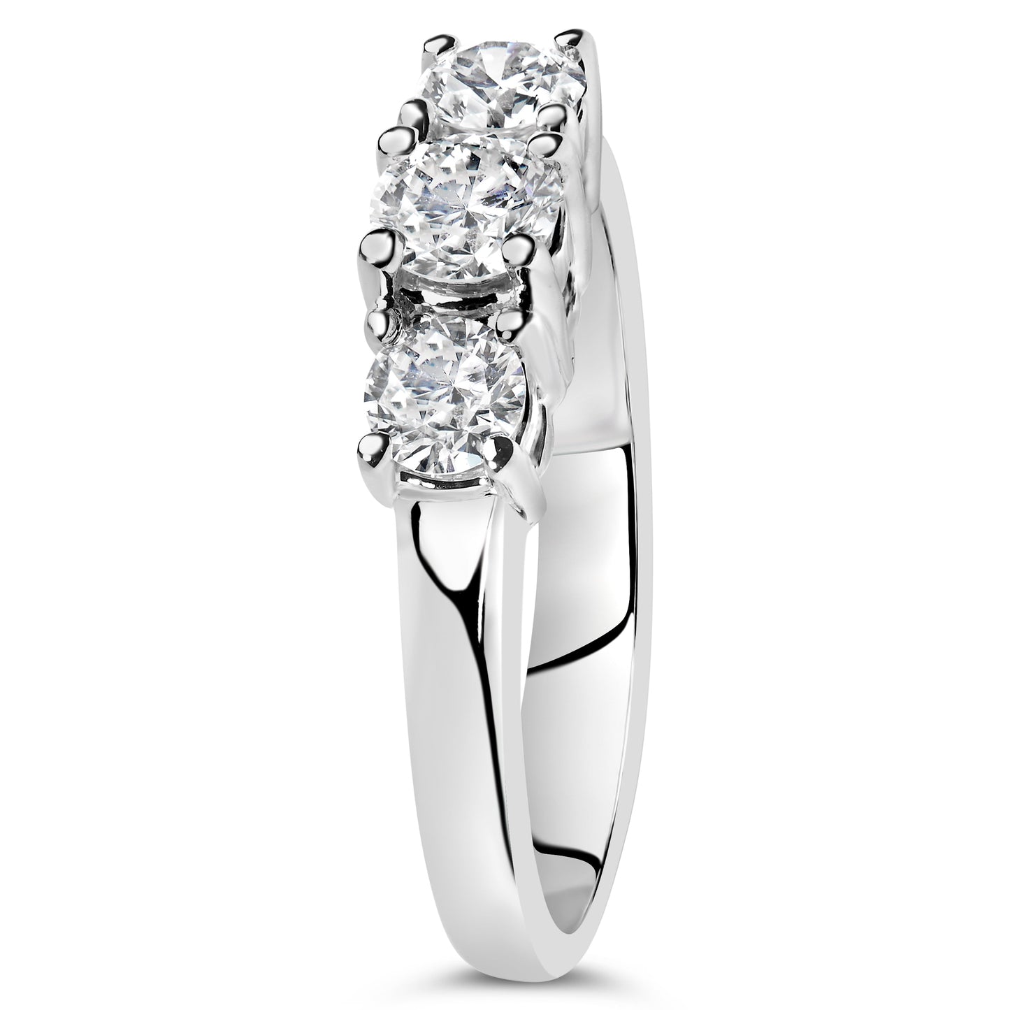 Anillo de Compromiso de Diamante Creado en Laboratorio de 3 Piedras en Oro Blanco de 14K - Talla 7