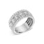 .925 Sterling Silver Lab Grown Diamond Three-Row Pavé Band Ring