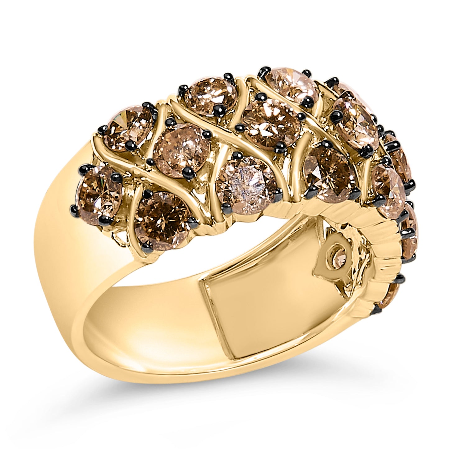 10K Yellow Gold Plated .925 Sterling Silver Champagne Diamond Ring - Size 7