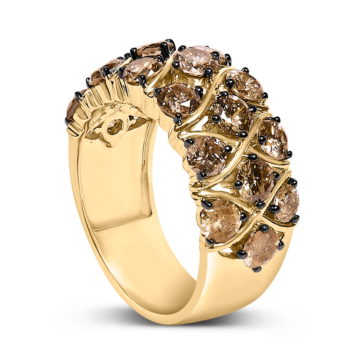 10K Yellow Gold Plated .925 Sterling Silver Champagne Diamond Ring - Size 7
