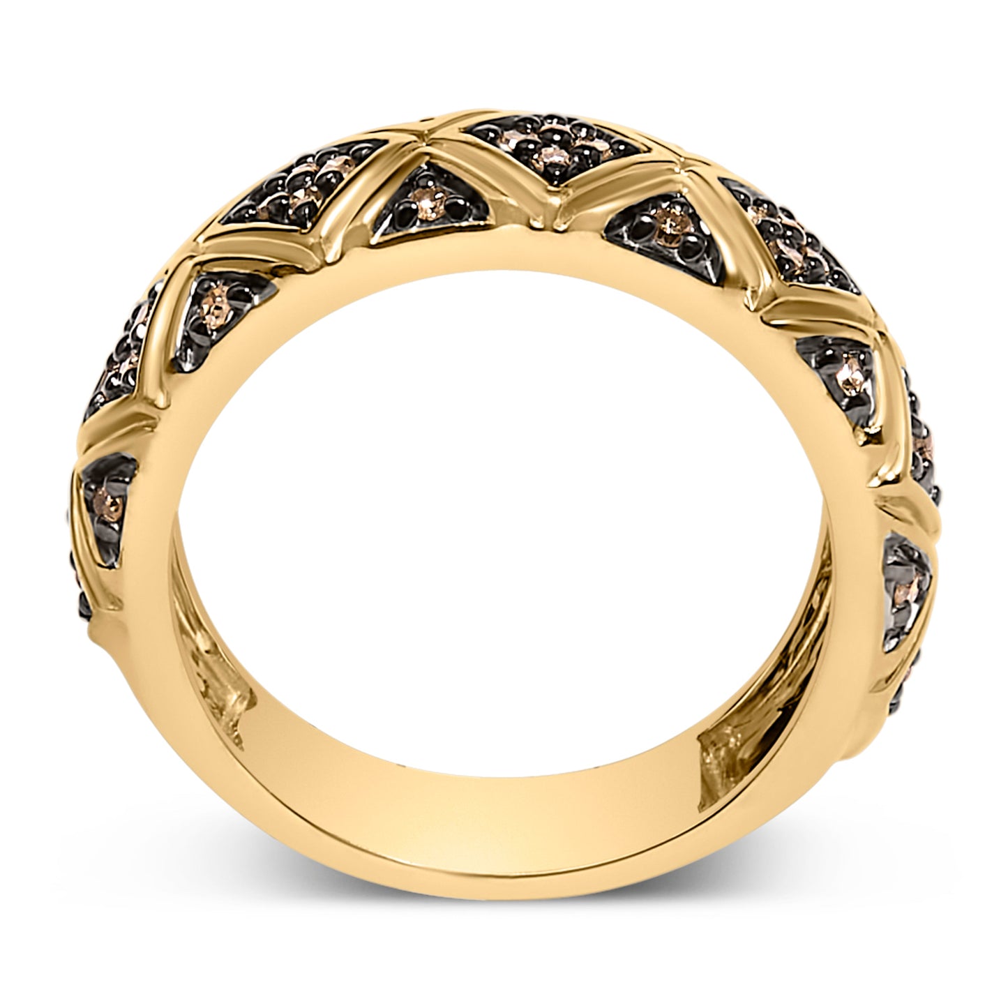 Bague géométrique en diamant champagne plaqué or jaune 10K - Taille 7