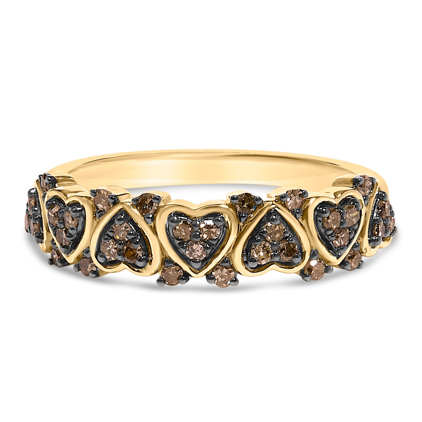 10K Yellow Gold Plated Sterling Silver Diamond Band Ring - Size 7